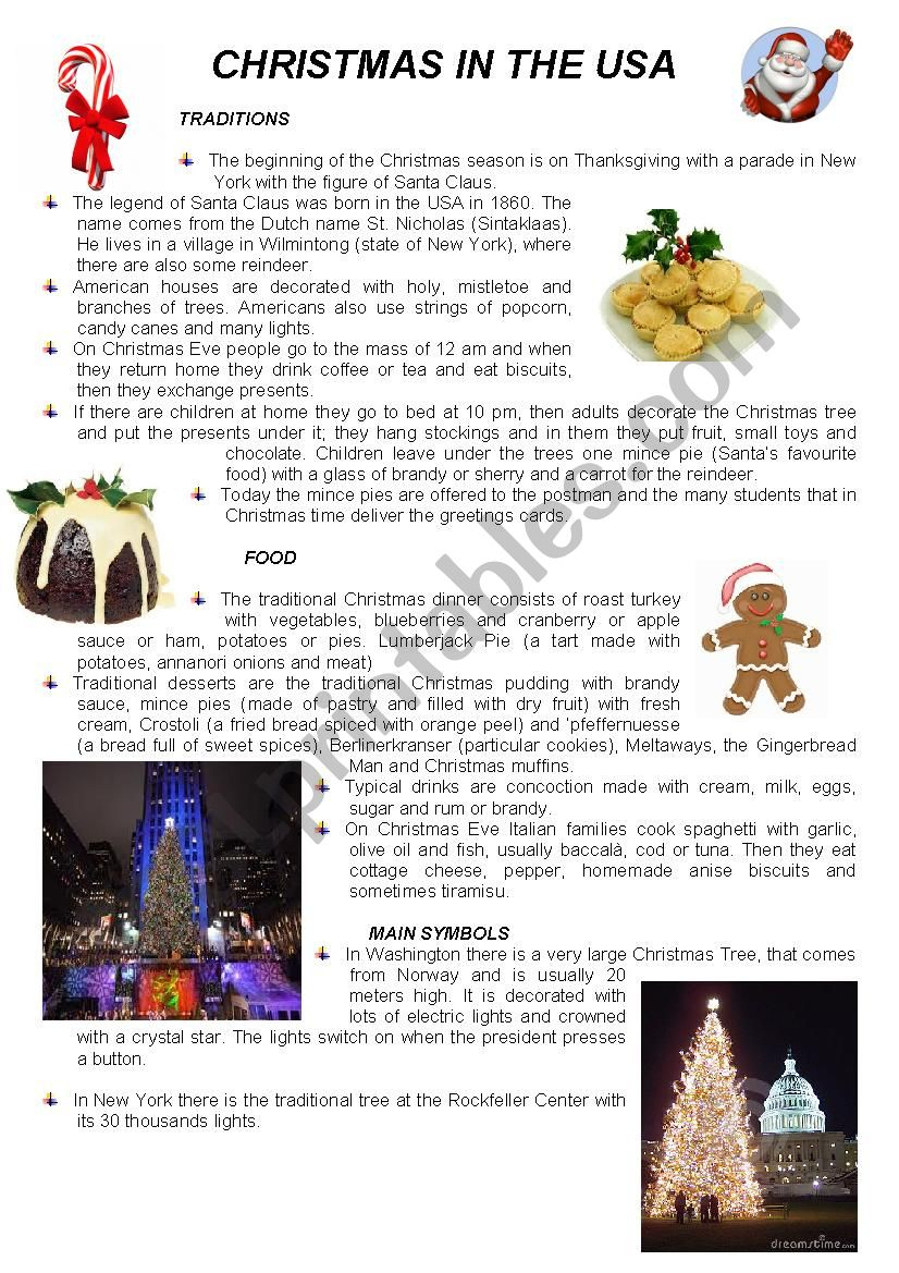 Christmas In The Usa - Esl Worksheetsarasimo97 inside Christmas in America Worksheets