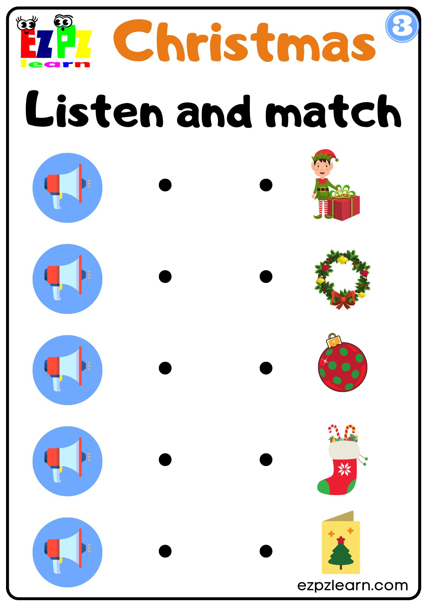 Christmas Interactive Worksheet Listen And Match The Correct throughout Christmas Matching Worksheets For Preschool