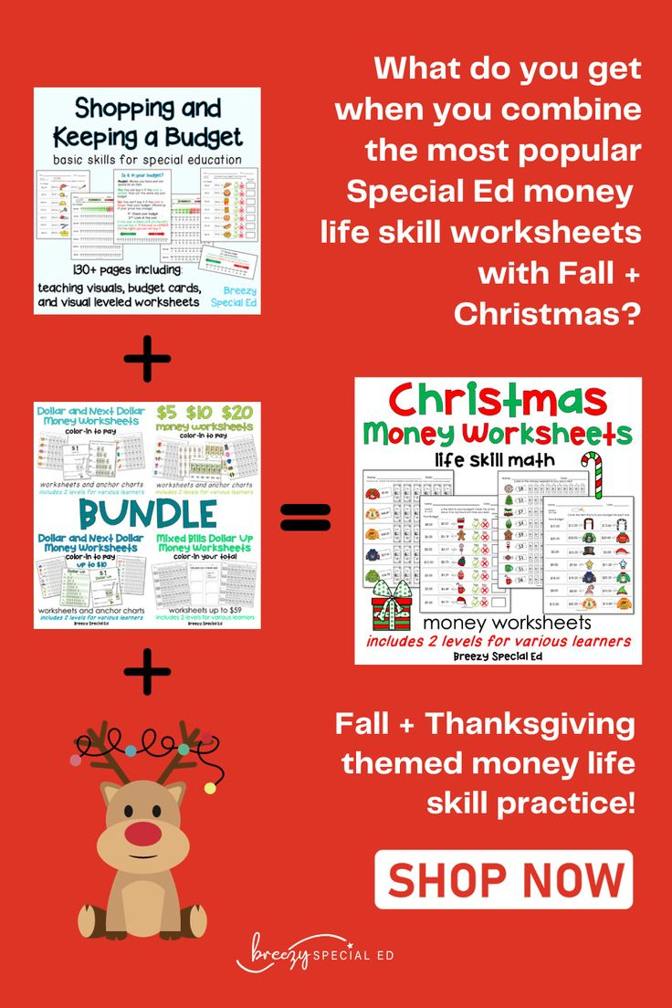 Christmas Life Skill Money Math + Budget Worksheets For Special regarding Christmas Money Math Worksheets