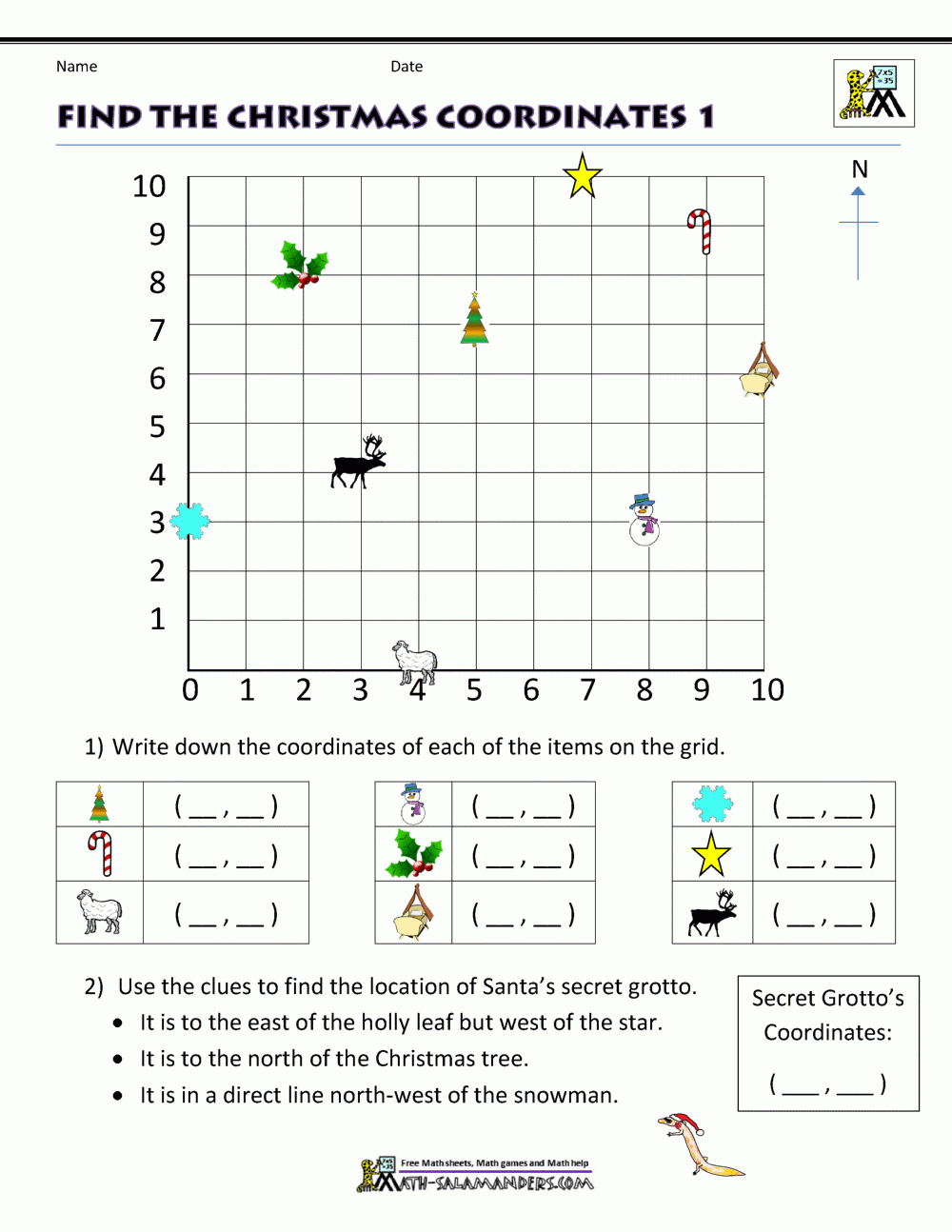 Christmas Math Activities for Christmas Graphing Worksheets Middle School