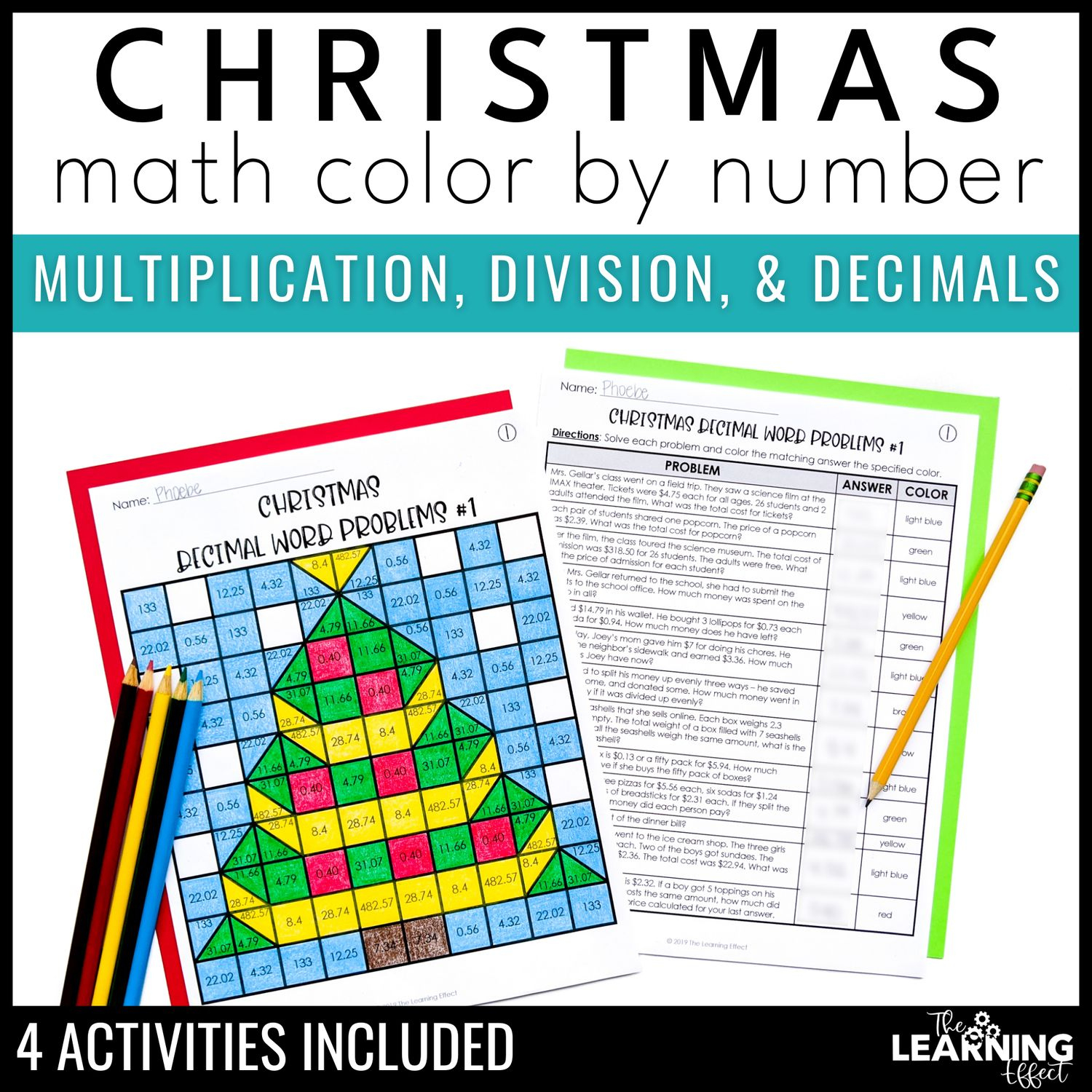 Christmas Math Activities Mystery Picture Worksheets | Colornumber pertaining to Christmas Mystery Picture Math Worksheets