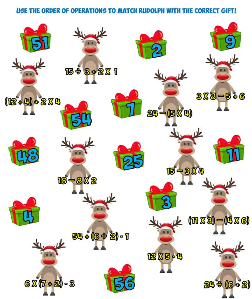 Christmas Math Order Of Operations 2 – Mr. R.'S World Of Math for Order of Operations Christmas Worksheets