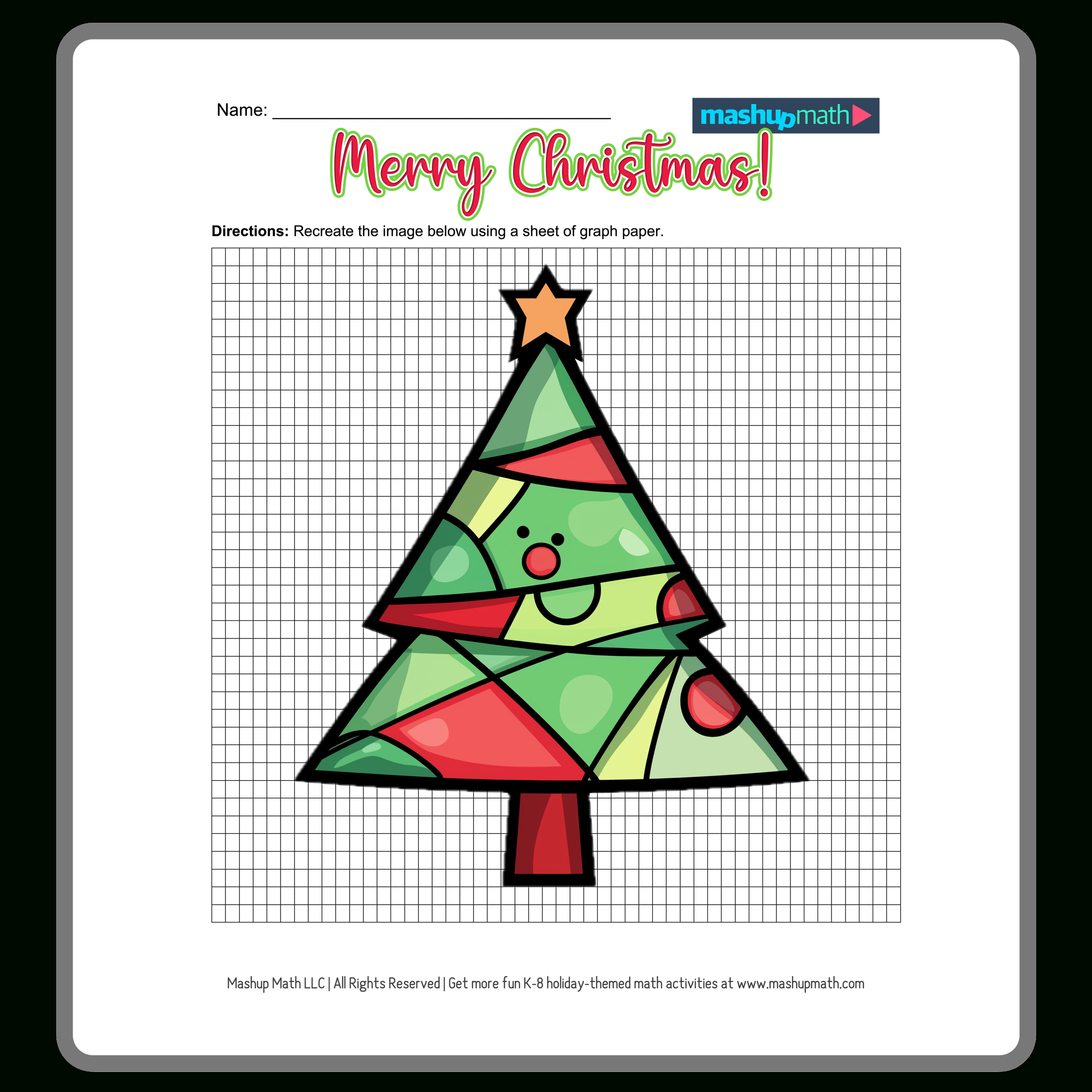 Christmas Math Worksheets For K-8—Printable With Answers — Mashup Math with Writing Linear Equations Worksheets Christmas Tree Answer Key