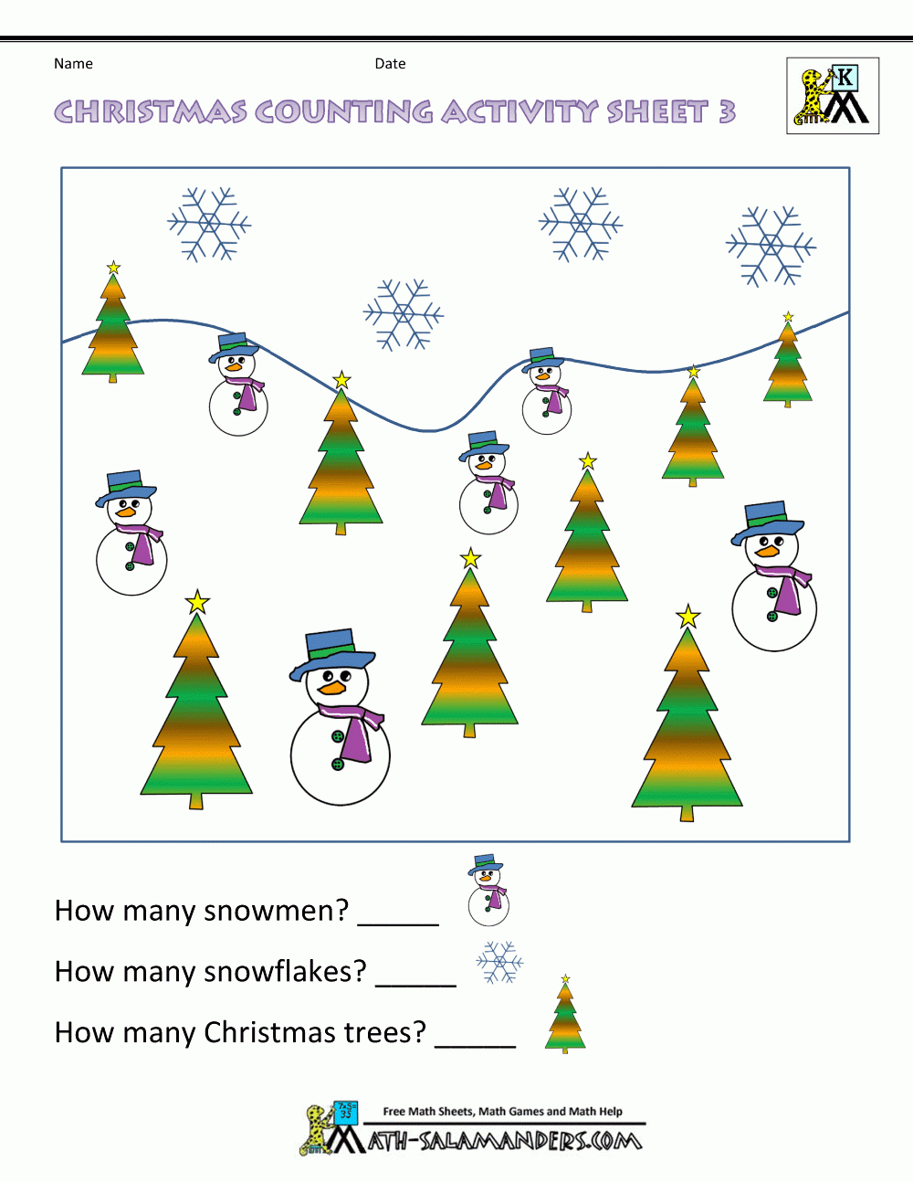 Christmas Math Worksheets For Kindergarten for Christmas Counting Worksheets Kindergarten