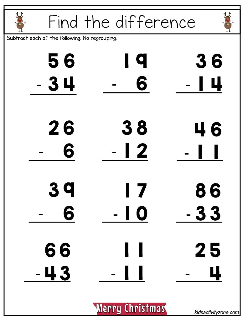 Christmas Math Worksheets - Middle Elmentary - Kids Activity Zone with regard to Christmas Math Worksheets Addition