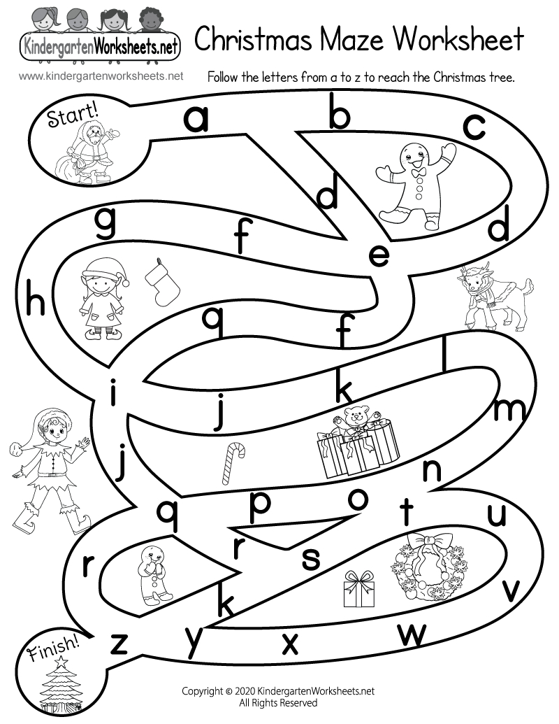 Christmas Maze Worksheet - Free Printable, Digital, &amp;amp; Pdf throughout Christmas Alphabet Worksheets Kindergarten