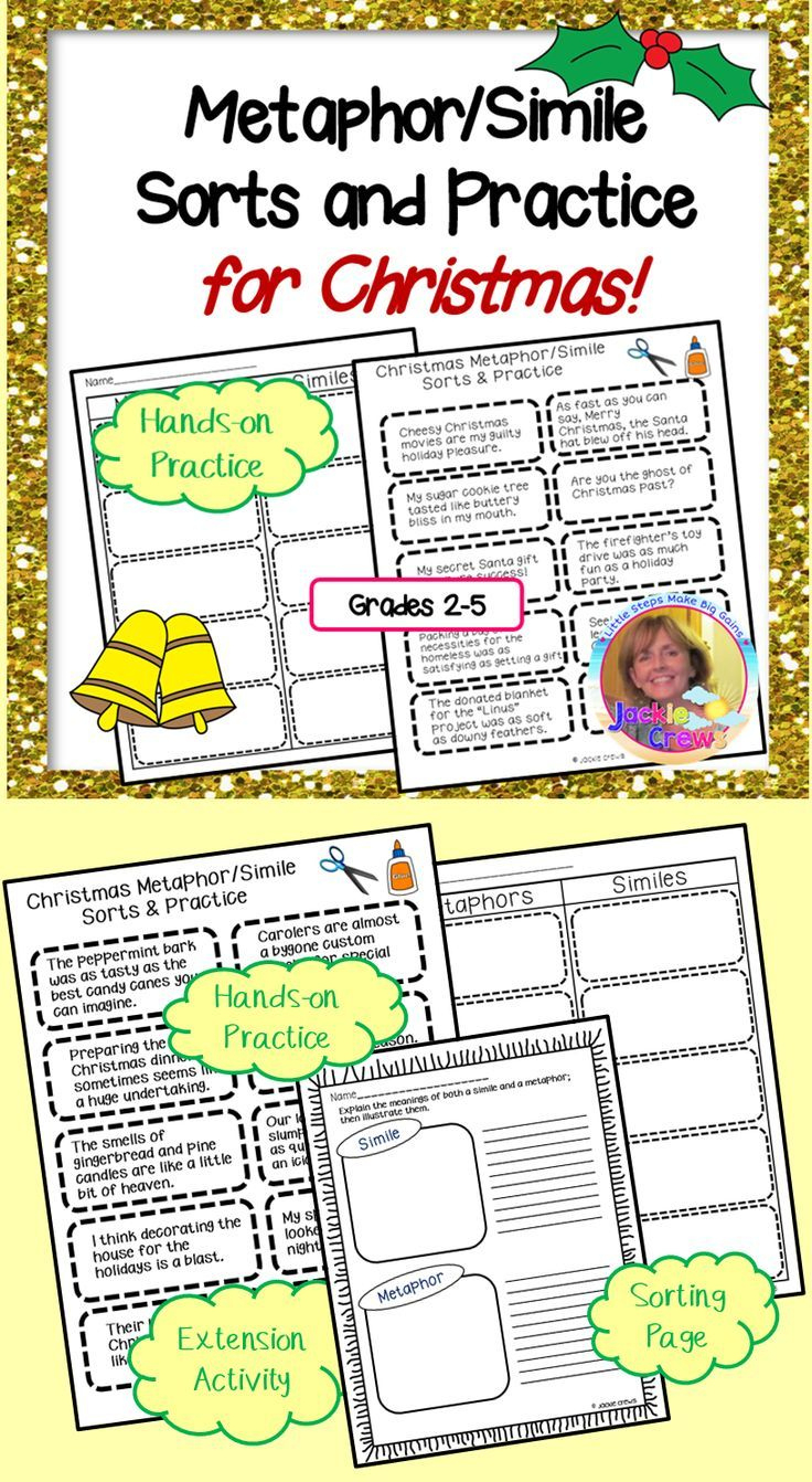 Christmas Metaphor/Simile Sorts And Practice! with regard to Christmas Similes and Metaphors Worksheets