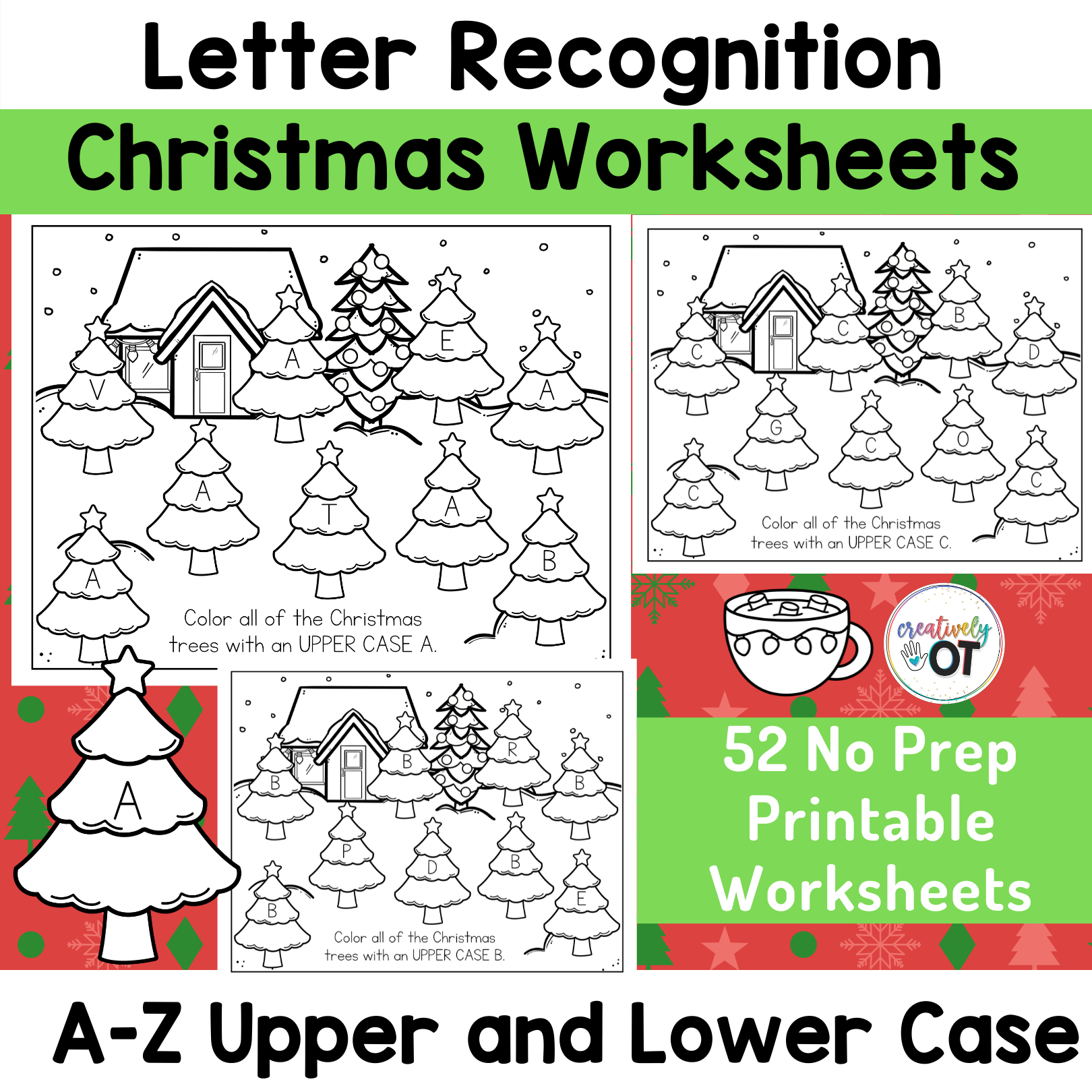 Christmas Mini Letter Recognition And Visual Scanning A-Z throughout Christmas Letter Recognition Worksheets