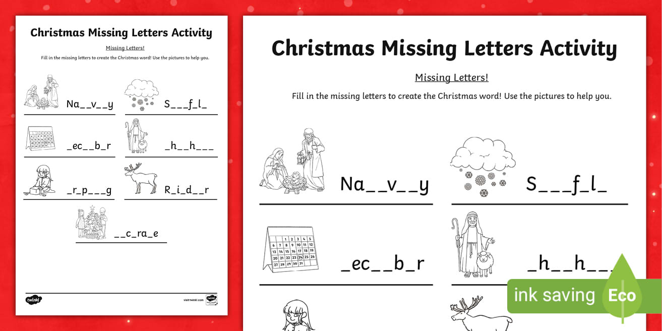 Christmas Missing Letters Activity throughout Christmas Missing Letter Worksheets