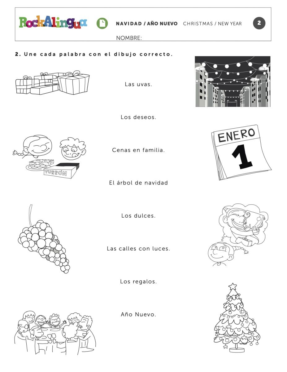 Christmas New Year Esl Worksheets For Kids inside Christmas Worksheets In Spanish