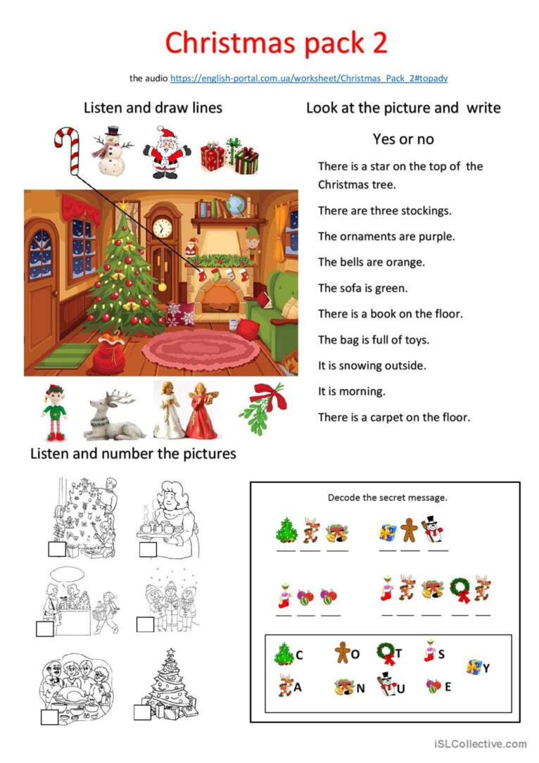 Christmas Pack: Esl Listening, Readi…: English Esl Worksheets Pdf pertaining to Esl Christmas Worksheets Adults