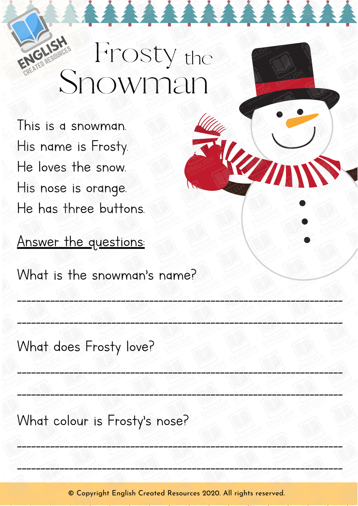 Christmas Reading Comprehension Grade 1 - English Created intended for Christmas Reading Worksheets 1st Grade