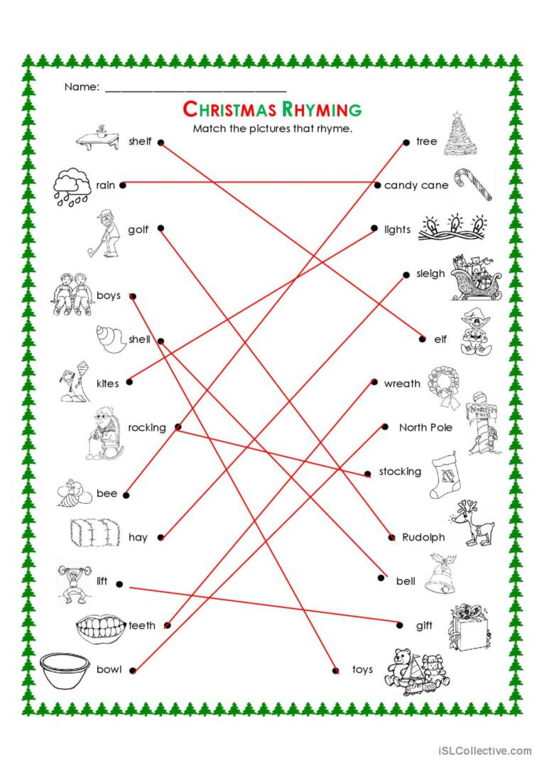 Christmas Rhyming: English Esl Worksheets Pdf &amp;amp; Doc regarding Christmas Rhyming Words Worksheets