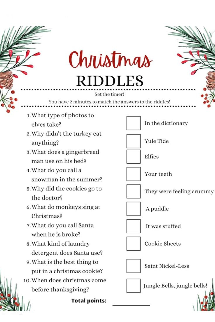 Christmas Riddle Game With Holly Branches And Pine Cones within Christmas Riddles Printable Worksheets