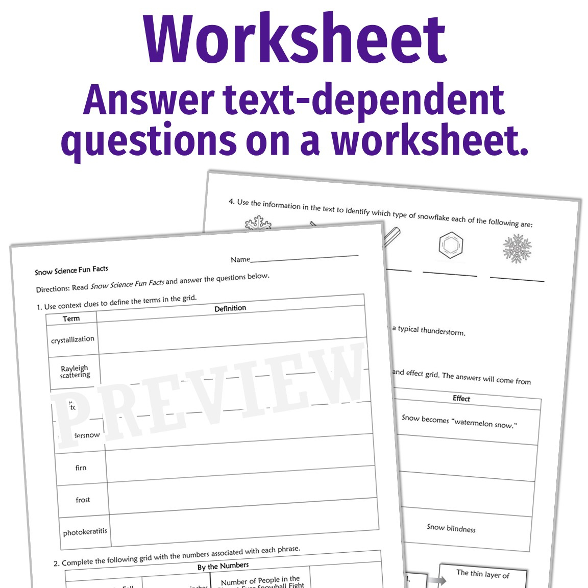 Christmas Science Of Snow Reading And Worksheet - Flying Colors within The Science of Christmas Question Worksheets