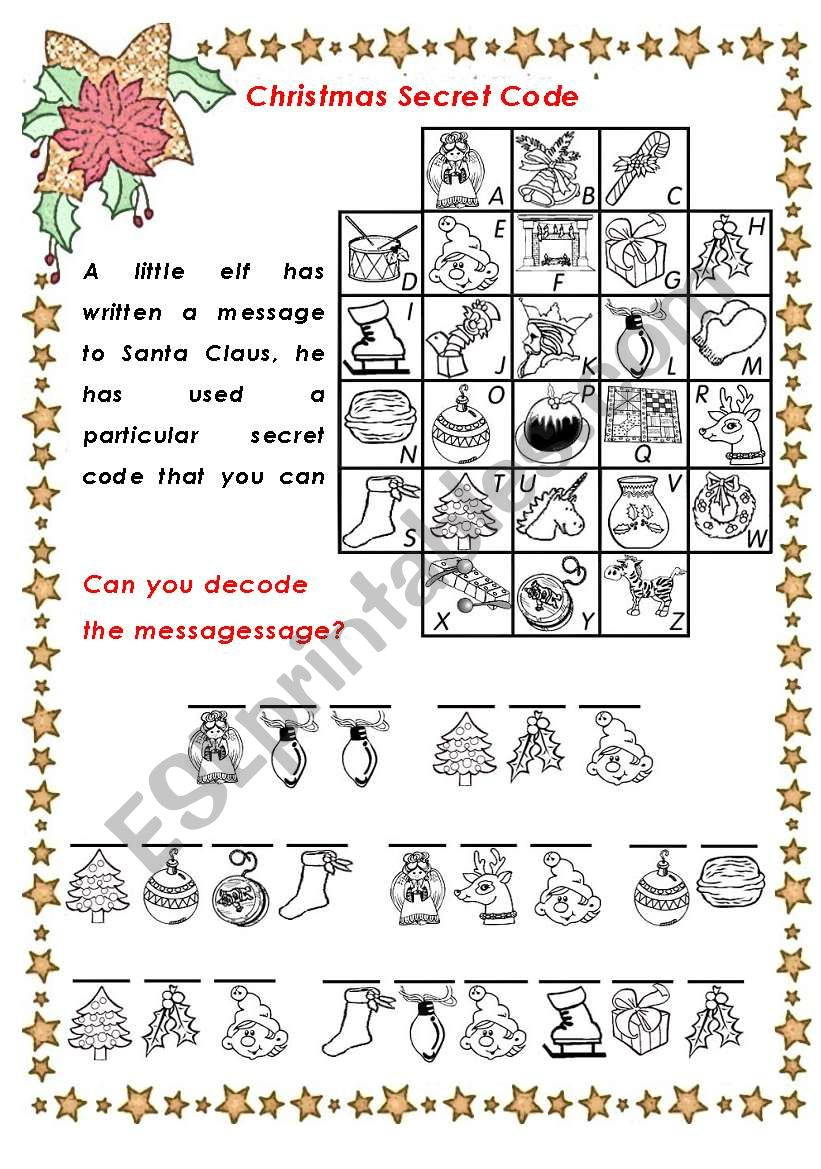 Christmas Secret Code - Esl Worksheetchiaretta in Christmas Secret Message Worksheets