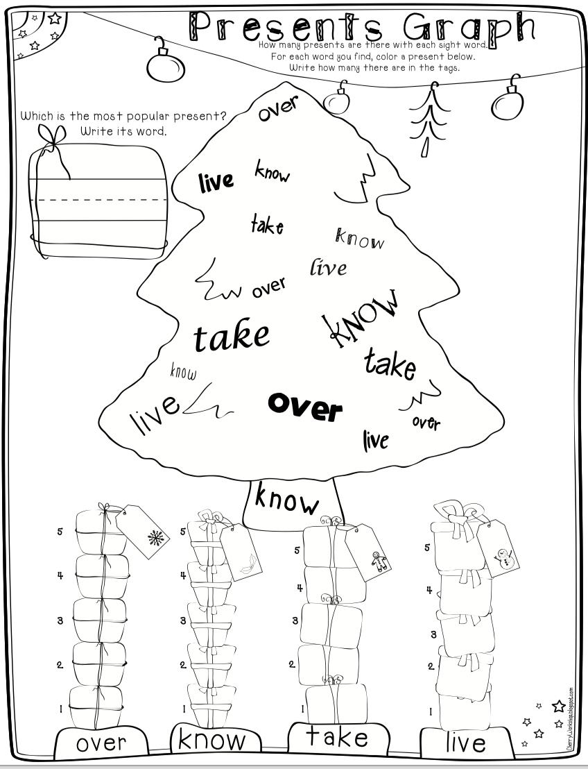 Christmas Sight Words 1St Grade regarding Sight Words Christmas Worksheets