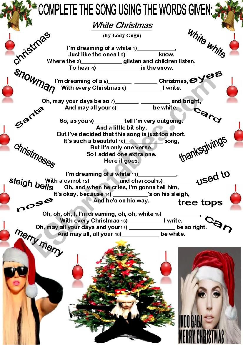Christmas Song - Esl Worksheetbeauty And The Best in Christmas Songs Activities Worksheets