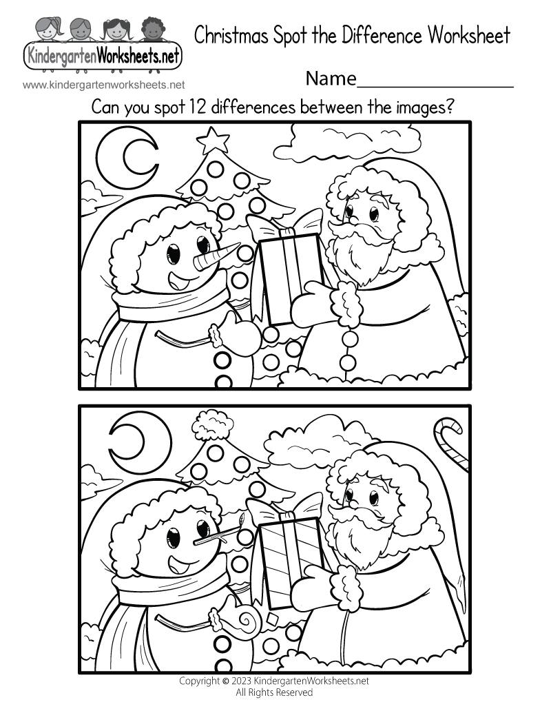 Christmas Spot The Difference Worksheet - Free Printable, Digital pertaining to Free Printable Christmas Worksheets Kindergarten