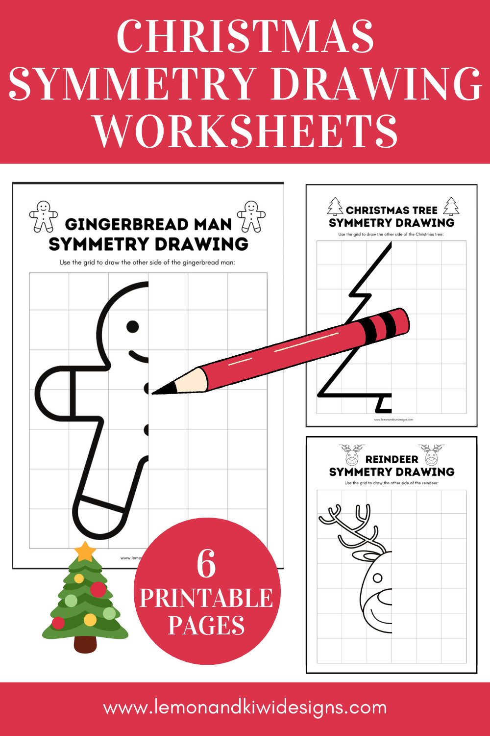 Christmas Symmetry Worksheets - Lemon And Kiwi Designs in Free Christmas Symmetry Worksheets