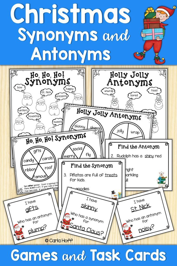 Christmas Synonyms & Antonyms Games Grades 3 & 4 - Partners with Christmas Synonyms and Antonyms Worksheets