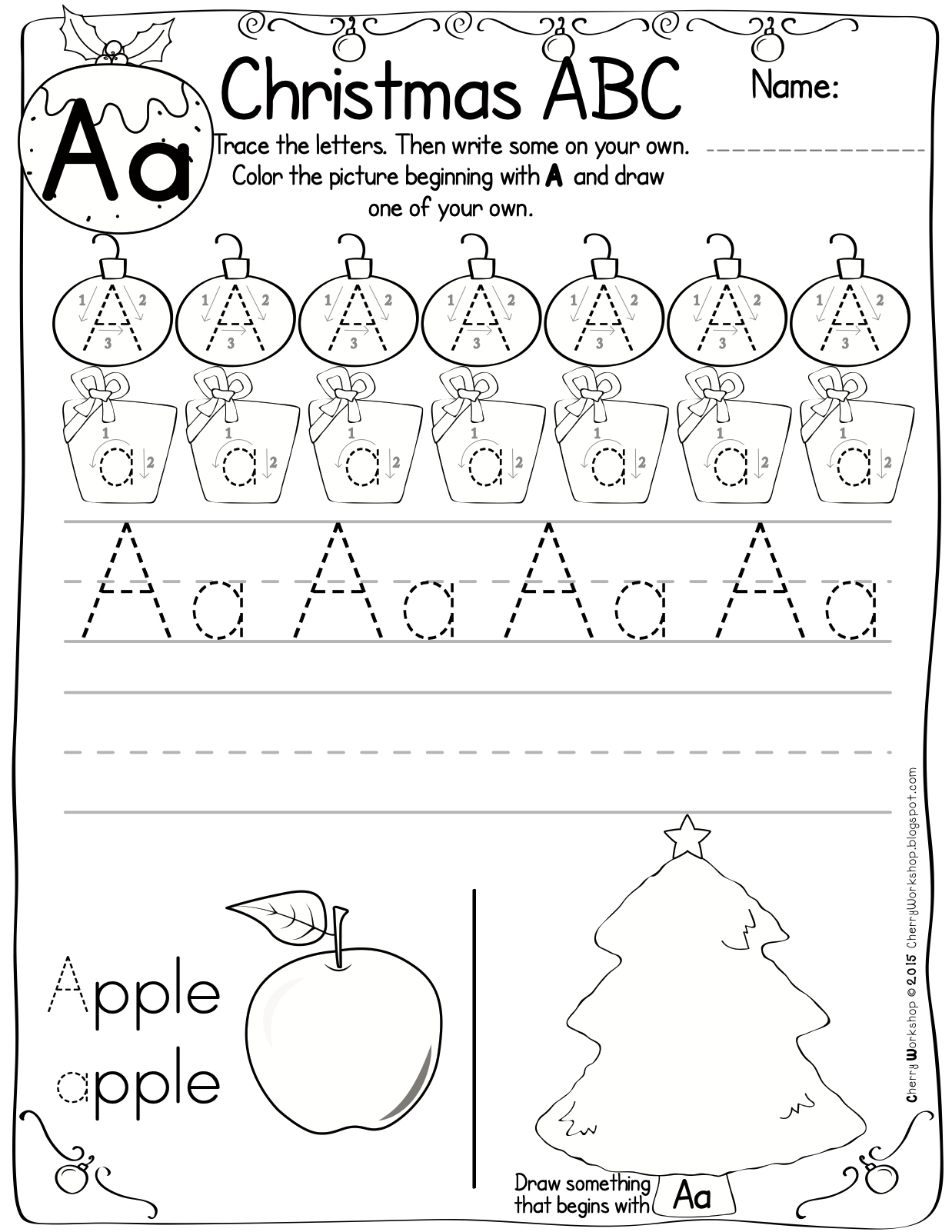 Christmas Themed Abc Pracitce Worksheets for Christmas Abc Worksheets Kindergarten