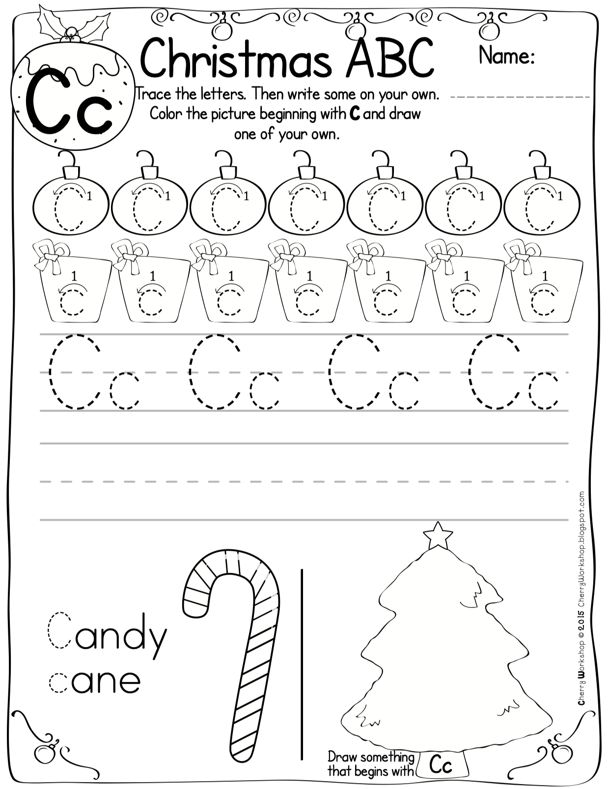 Christmas Themed Abc Pracitce Worksheets with Christmas Abc Worksheets Kindergarten