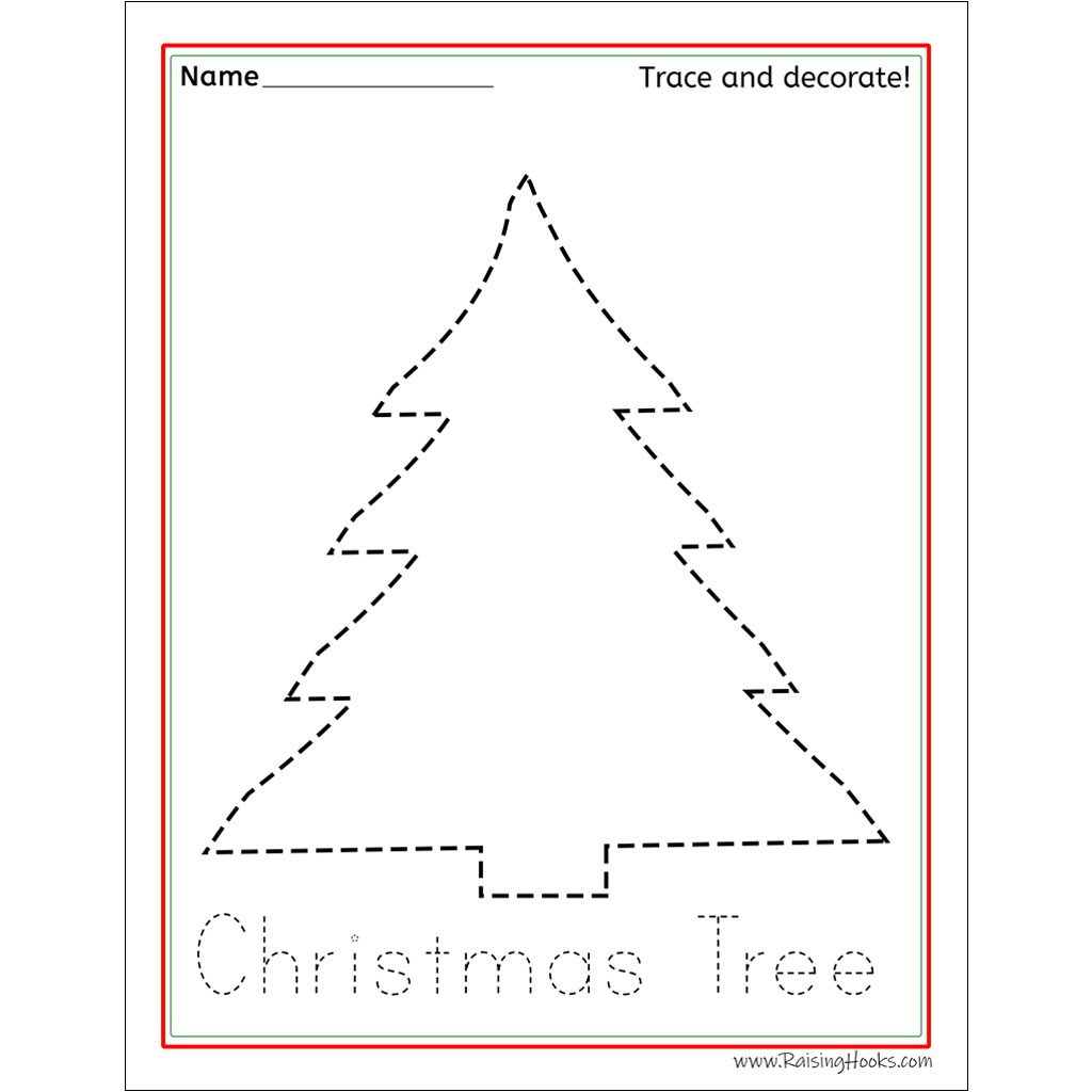 Christmas Tracing Worksheets - Raising Hooks in Christmas Tree Tracing Worksheets