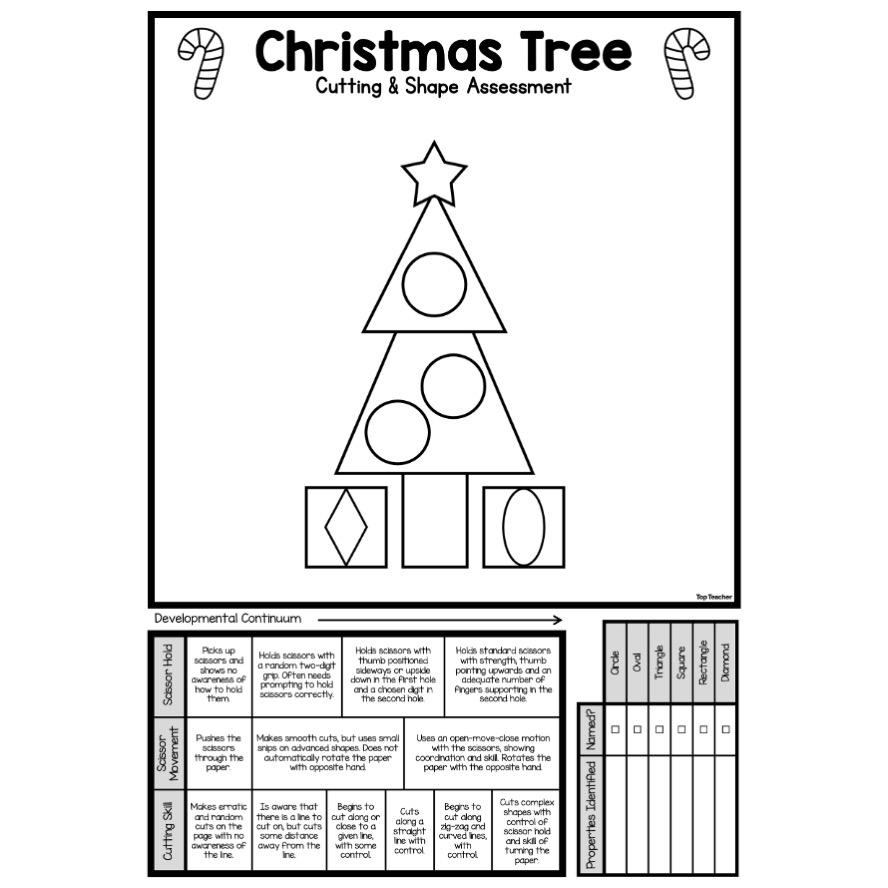 Christmas Tree 2D Shape &amp;amp; Cutting Assessment - Top Teacher for Christmas Tree Shapes Worksheets