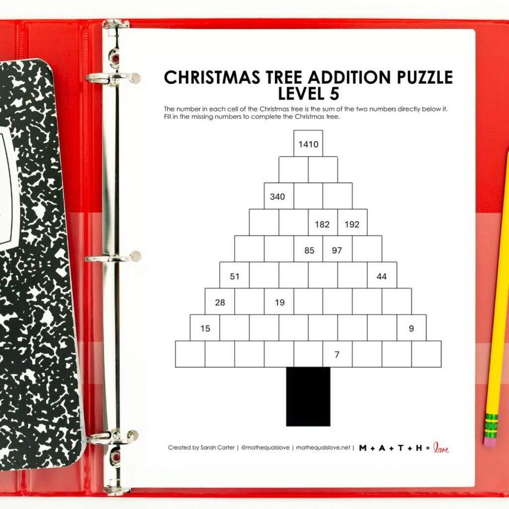 Christmas Tree Addition Puzzle Worksheets [Free Pdf] with regard to Writing Linear Equations Worksheets Christmas Tree Answer Key