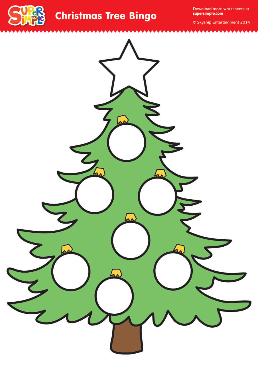 Christmas Tree Bingo - Super Simple inside Preschool Christmas Tree Worksheets