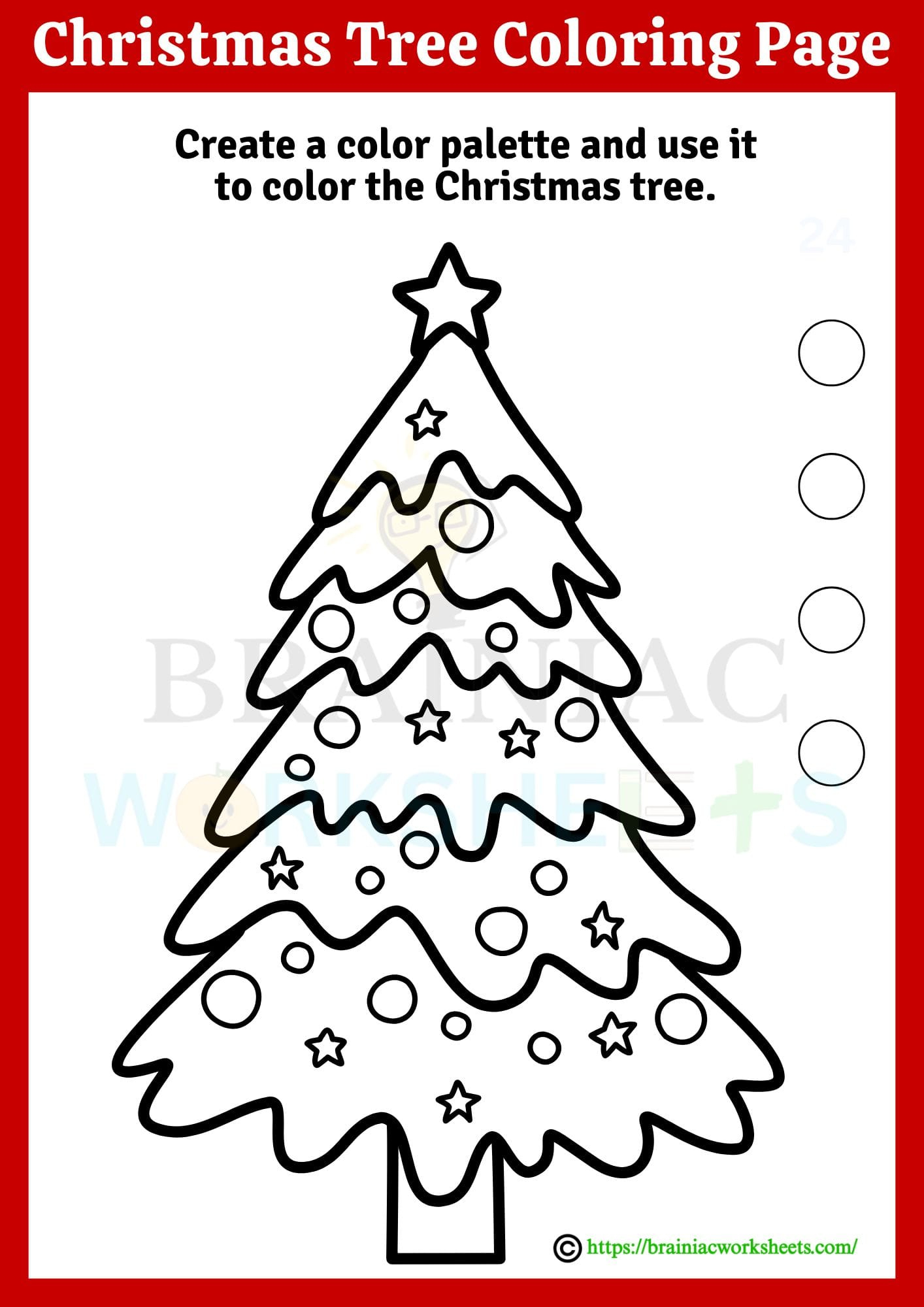 Christmas Tree Coloring Page Drawing Worksheet For Class 1 within Christmas Tree Drawing Worksheets