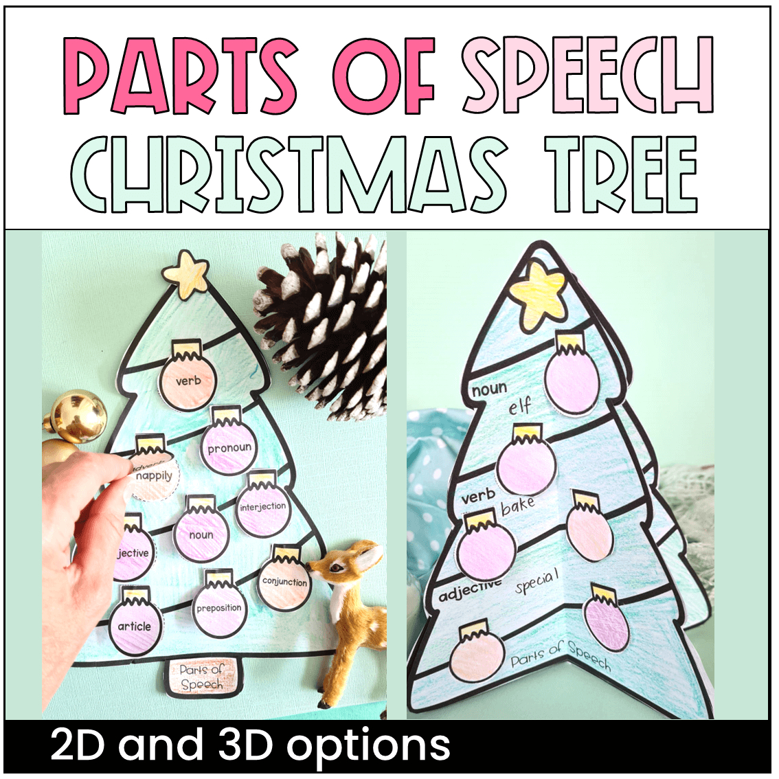 Christmas Tree Parts Of Speech Craft within Christmas Parts of Speech Worksheets