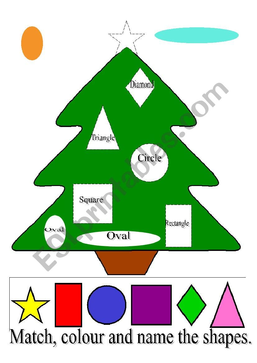 Christmas Tree - Shapes - Esl Worksheetan_Chika within Christmas Tree Shapes Worksheets