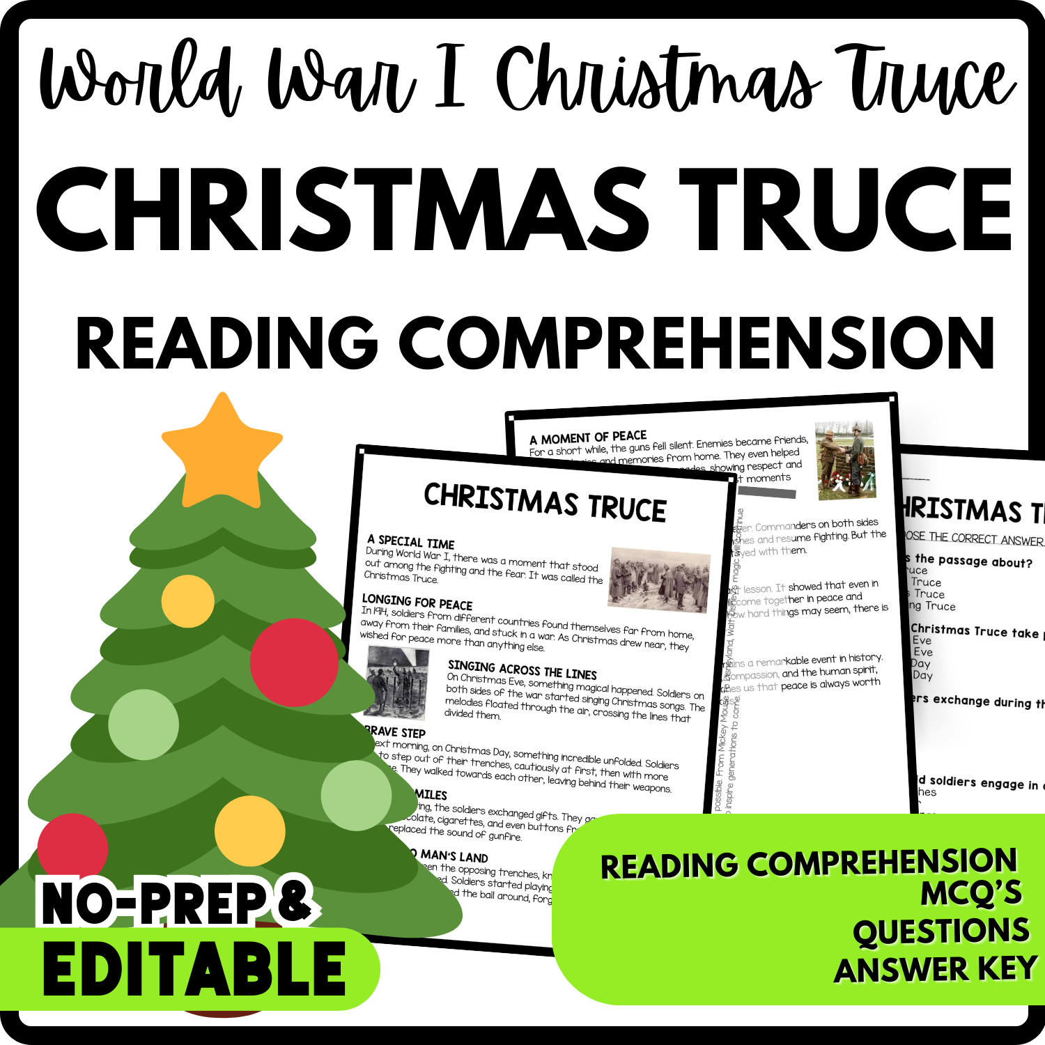 Christmas Truce Reading Comprehension Worksheet with regard to The Christmas Truce Worksheets