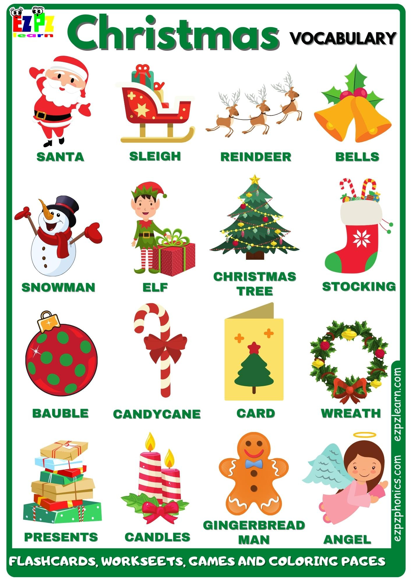 Christmas Vocabulary Free English Vocabulary Resources Flashcards with Esl Christmas Vocabulary Worksheets