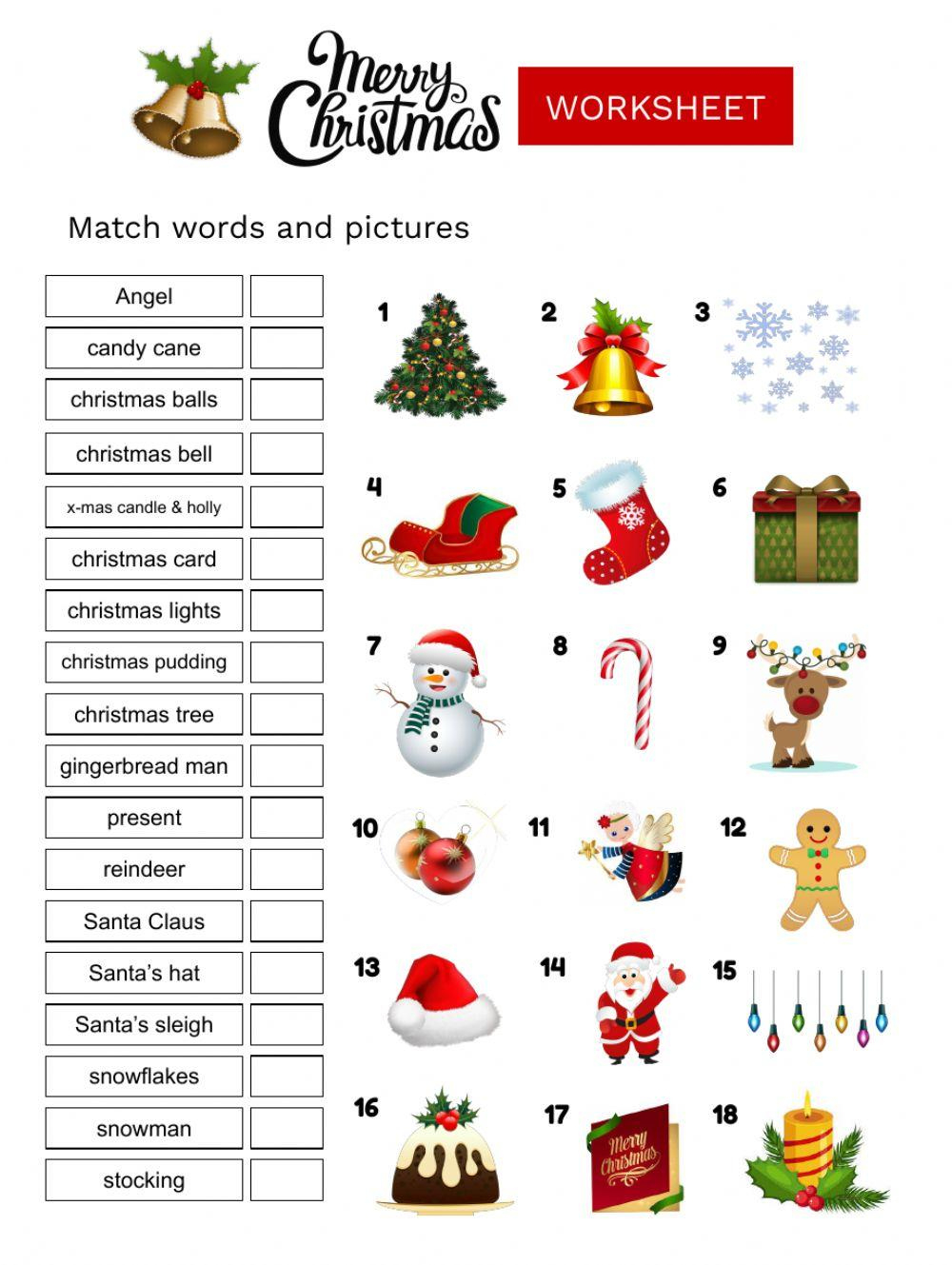 Christmas Vocabulary Online Activity - Worksheets Library inside Esl Christmas Worksheets Adults