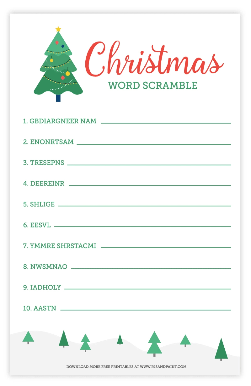 Christmas Word Scramble | Free Printable Christmas Activities with Christmas Unscramble Worksheets For Adults
