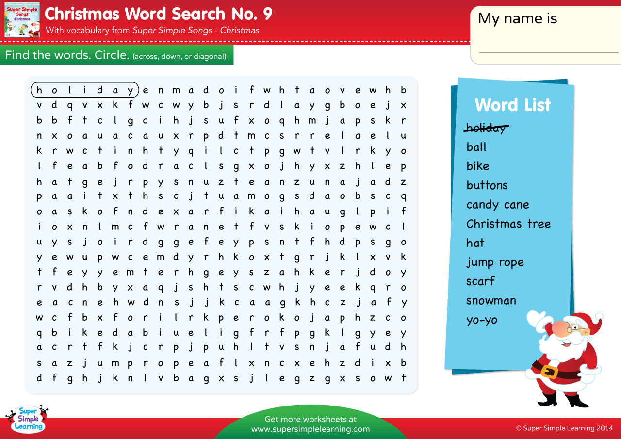 Christmas - Word Search #9 - Super Simple in Super Teacher Worksheets Merry Christmas Word Search Answers