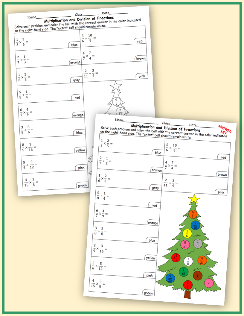 Christmas Worksheets: Multiplication And Division Of Fractions And inside Multiplying Fractions Christmas Worksheets