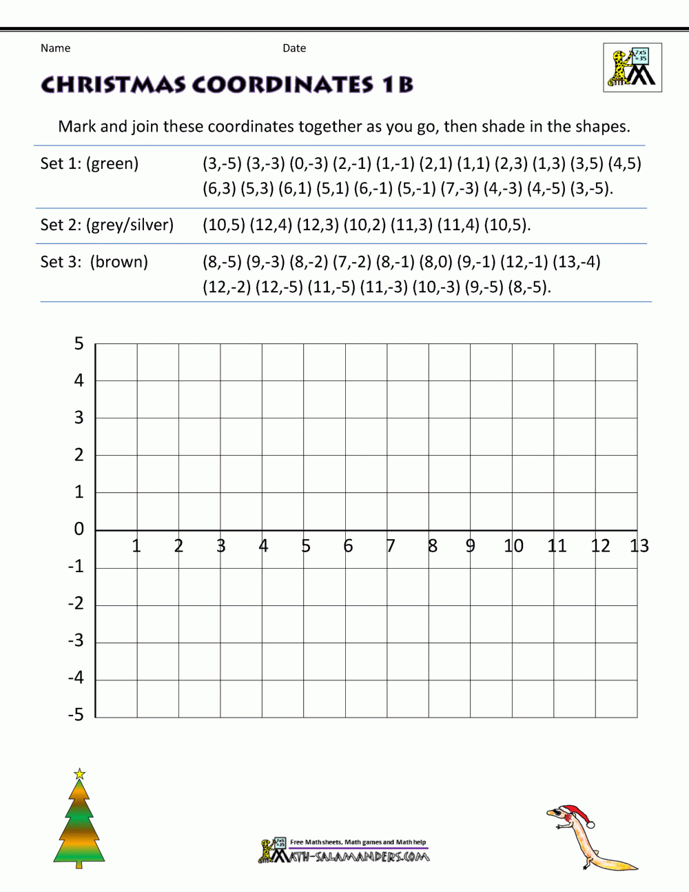 Coordinate Plane Worksheets - 4 Quadrants in Coordinate Plane Christmas Worksheets