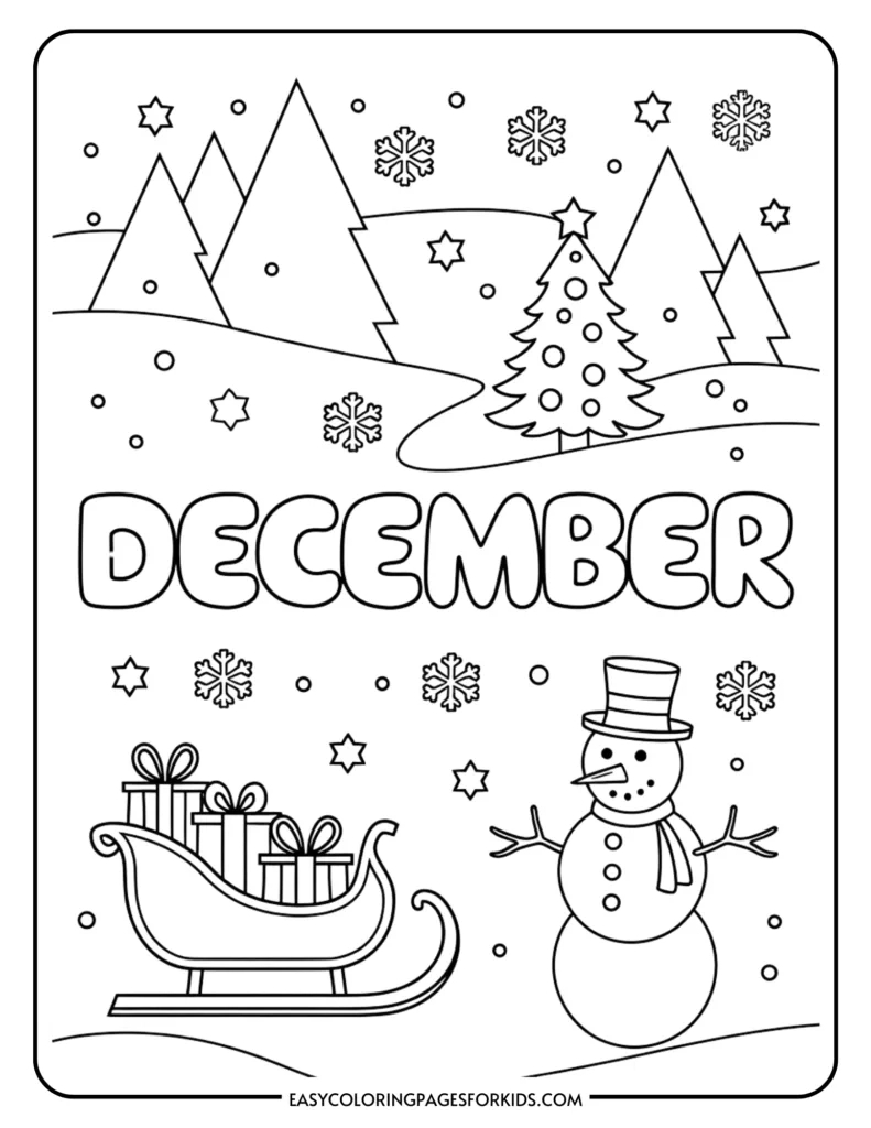 December Coloring Pages For Kids (7 Free Printable Pages) - Easy with regard to Kindergarten Christmas Coloring Worksheets
