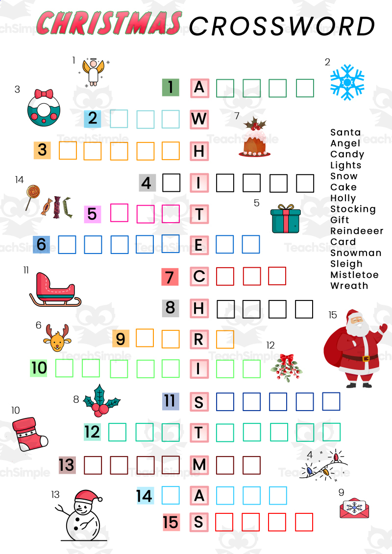 Differentiated Christmas Crossword For Esl Learnersteach Simple with regard to Christmas Crossword Worksheets