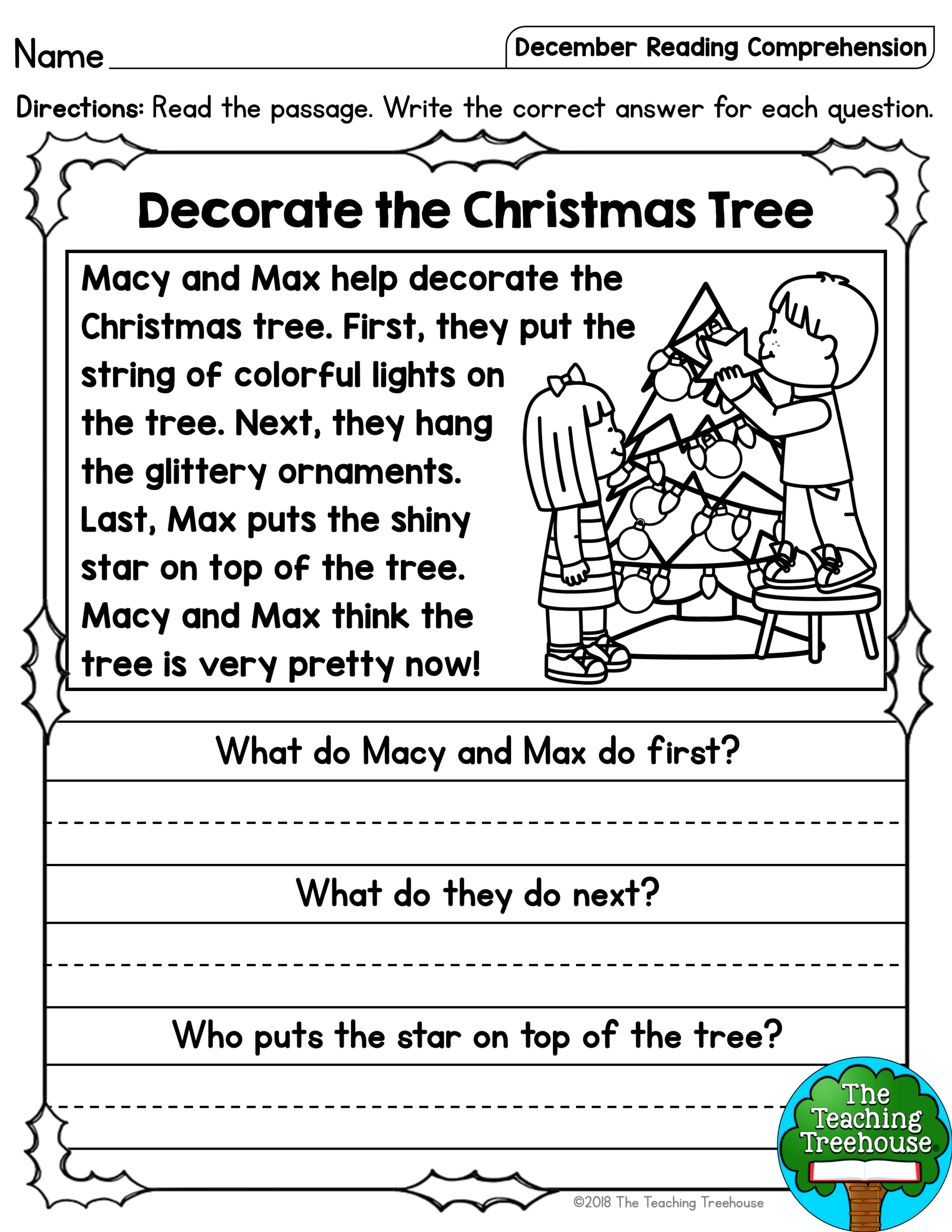 Discover 340 My Teachers Pay Teachers Products And Kindergarten inside 1St Grade Christmas Reading Comprehension Worksheets