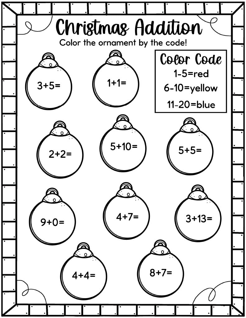Easy Christmas Math Worksheets - Free! - Kids Activity Zone with regard to Christmas Addition Worksheets Free