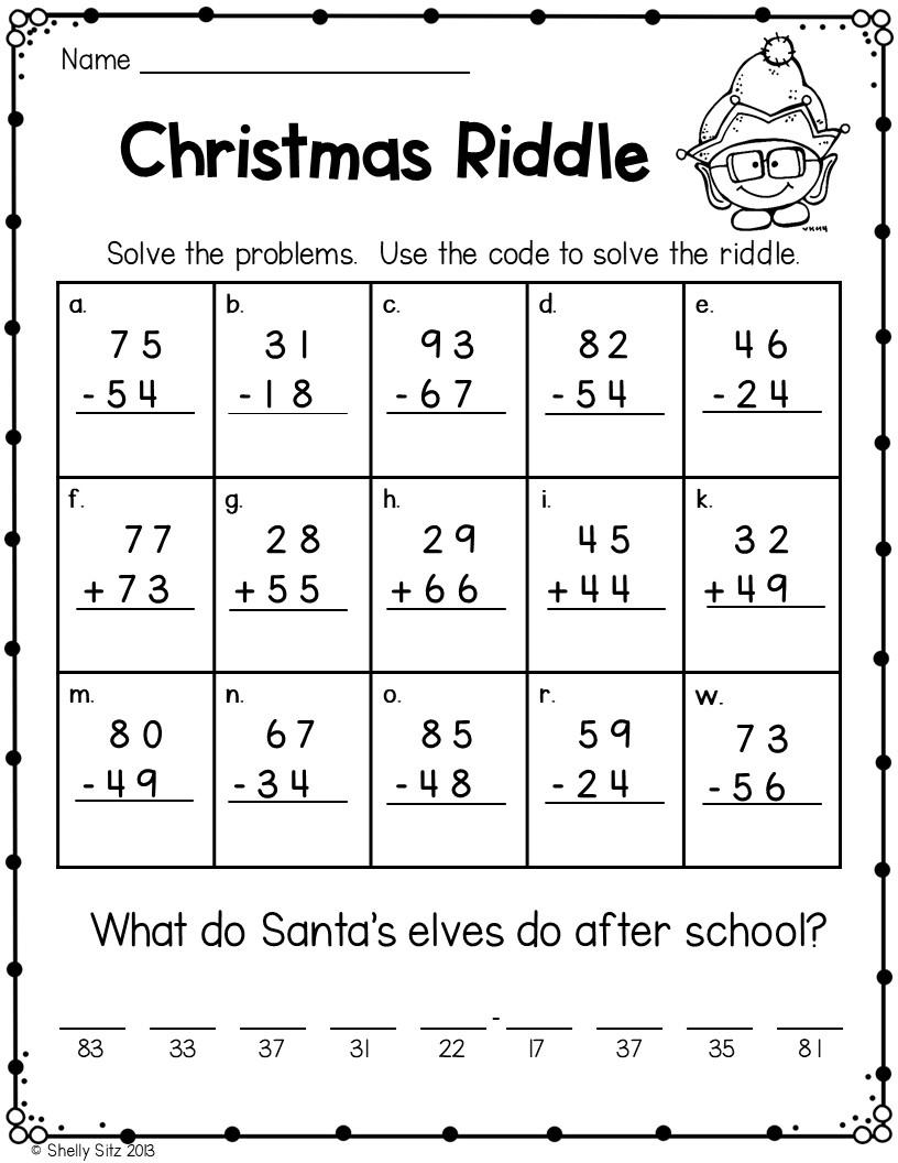 Elf Activities And A Christmas Math Freebie - Smiling And Shining regarding Subtraction With Regrouping Christmas Worksheets