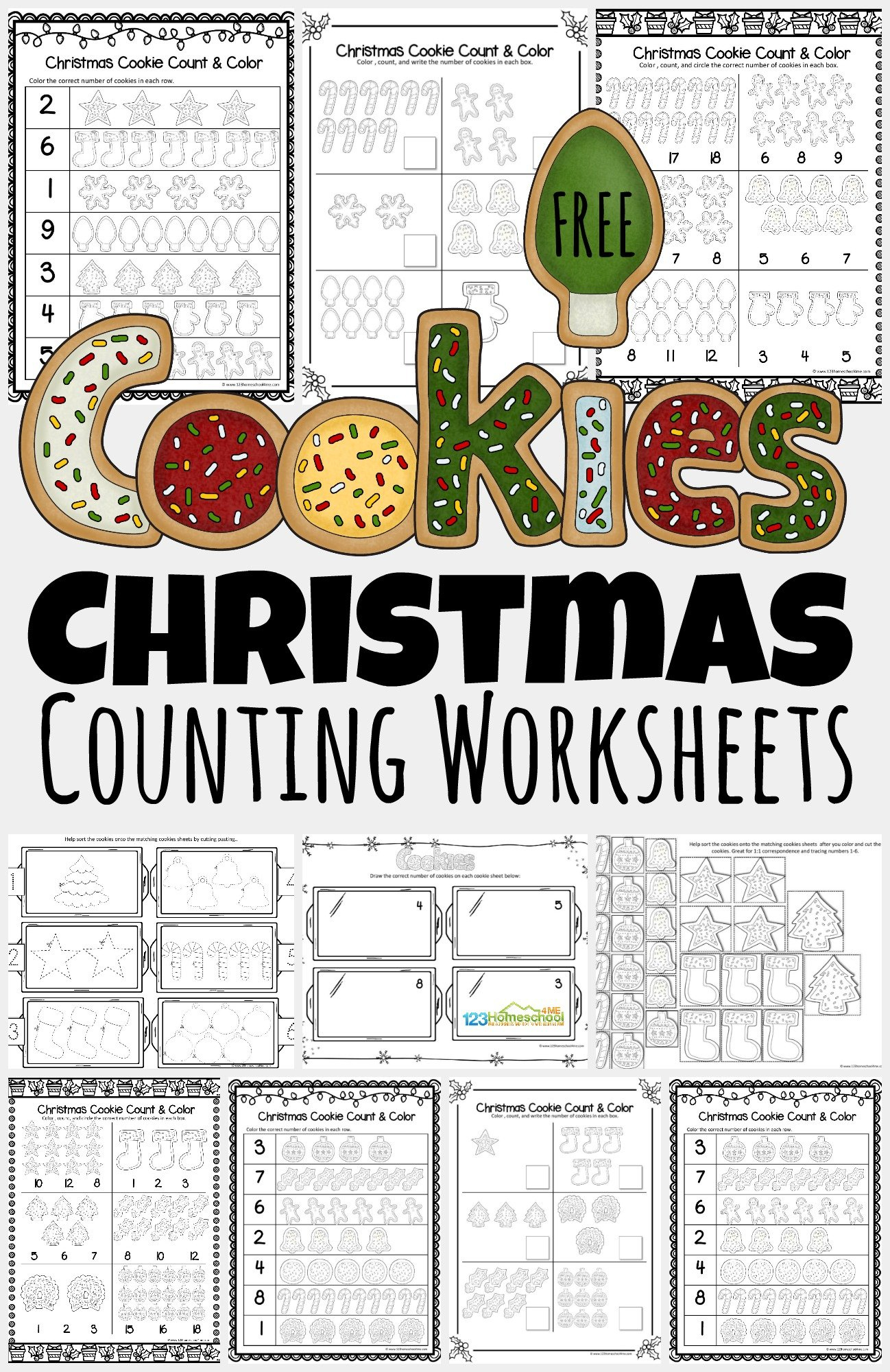 🎄 Free Christmas Cookies Counting Worksheets for Free Printable Christmas Counting Worksheets