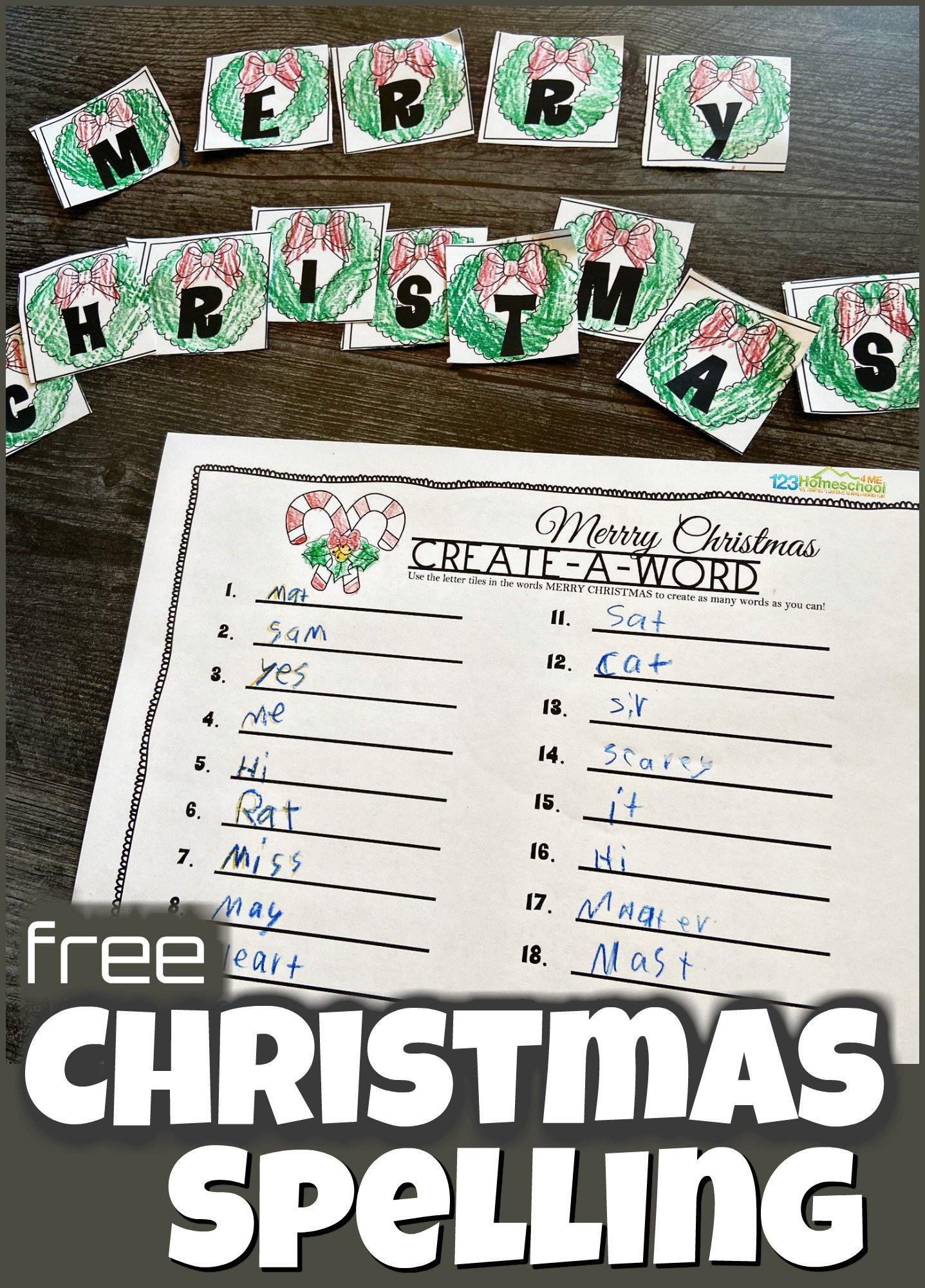 🎄 Free Create A Word Christmas Spelling Activity intended for Free Christmas Spelling Worksheets