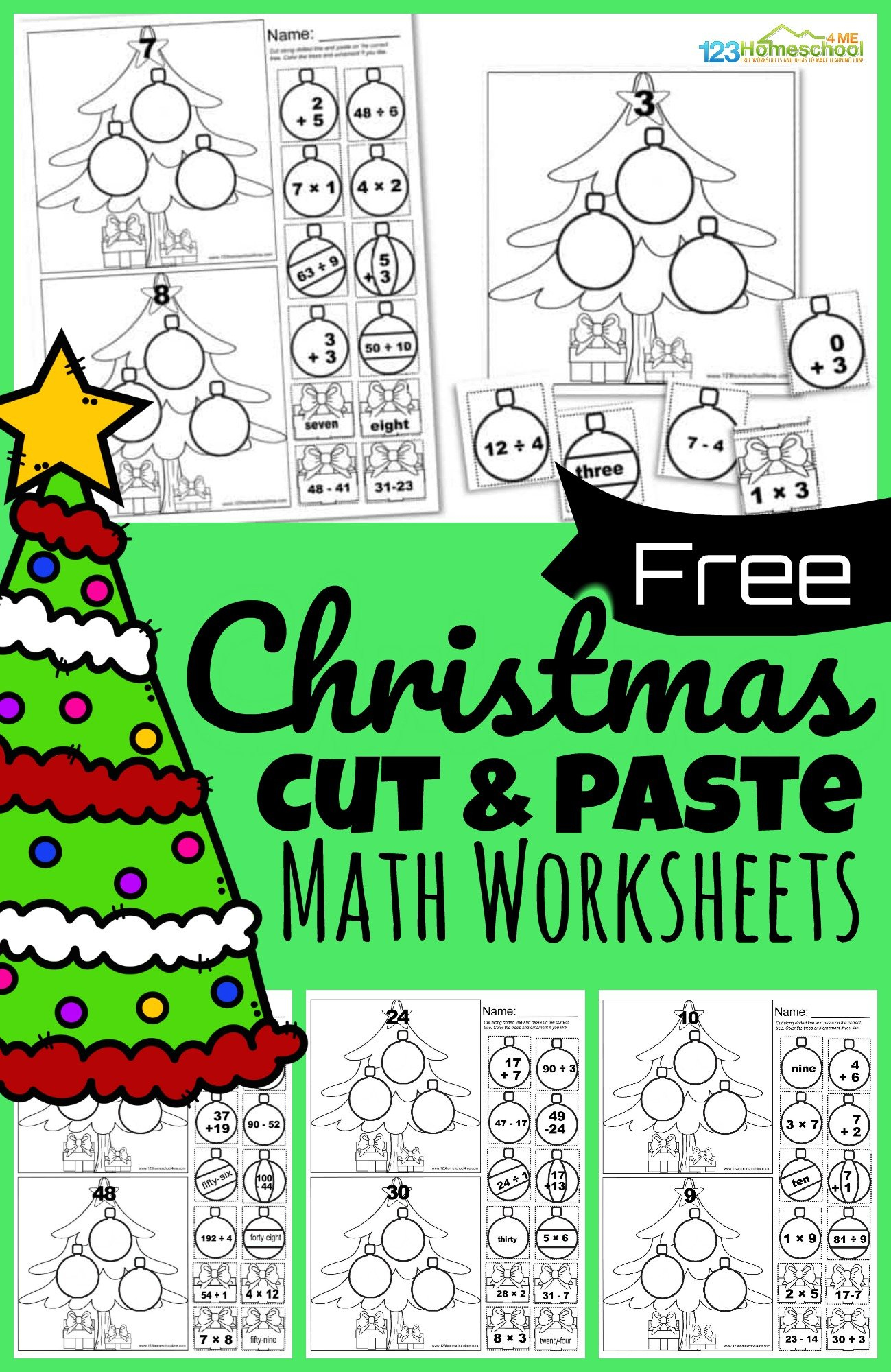 🎄 Free Cut And Paste Christmas Math Worksheets pertaining to 6Th Grade Christmas Worksheets