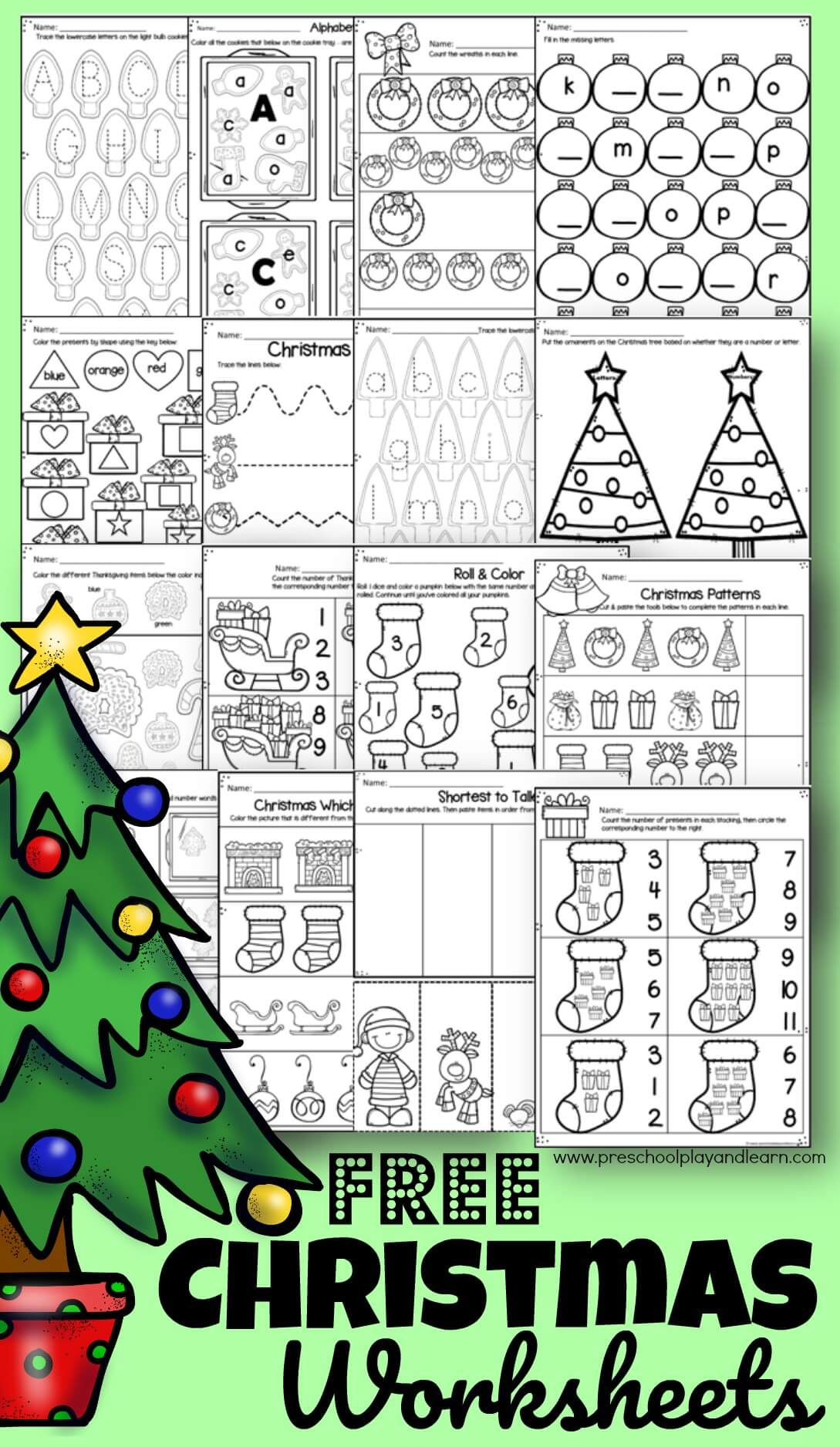 🎄 Free Printable Christmas Worksheets For Preschool for Christmas Math Worksheets Pre-K